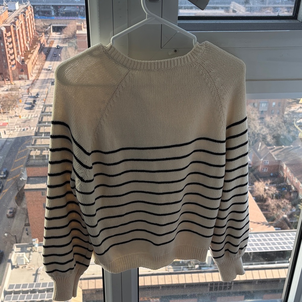 Sezane Leontine Cream and Black Striped Sweater - Picture 4 of 4